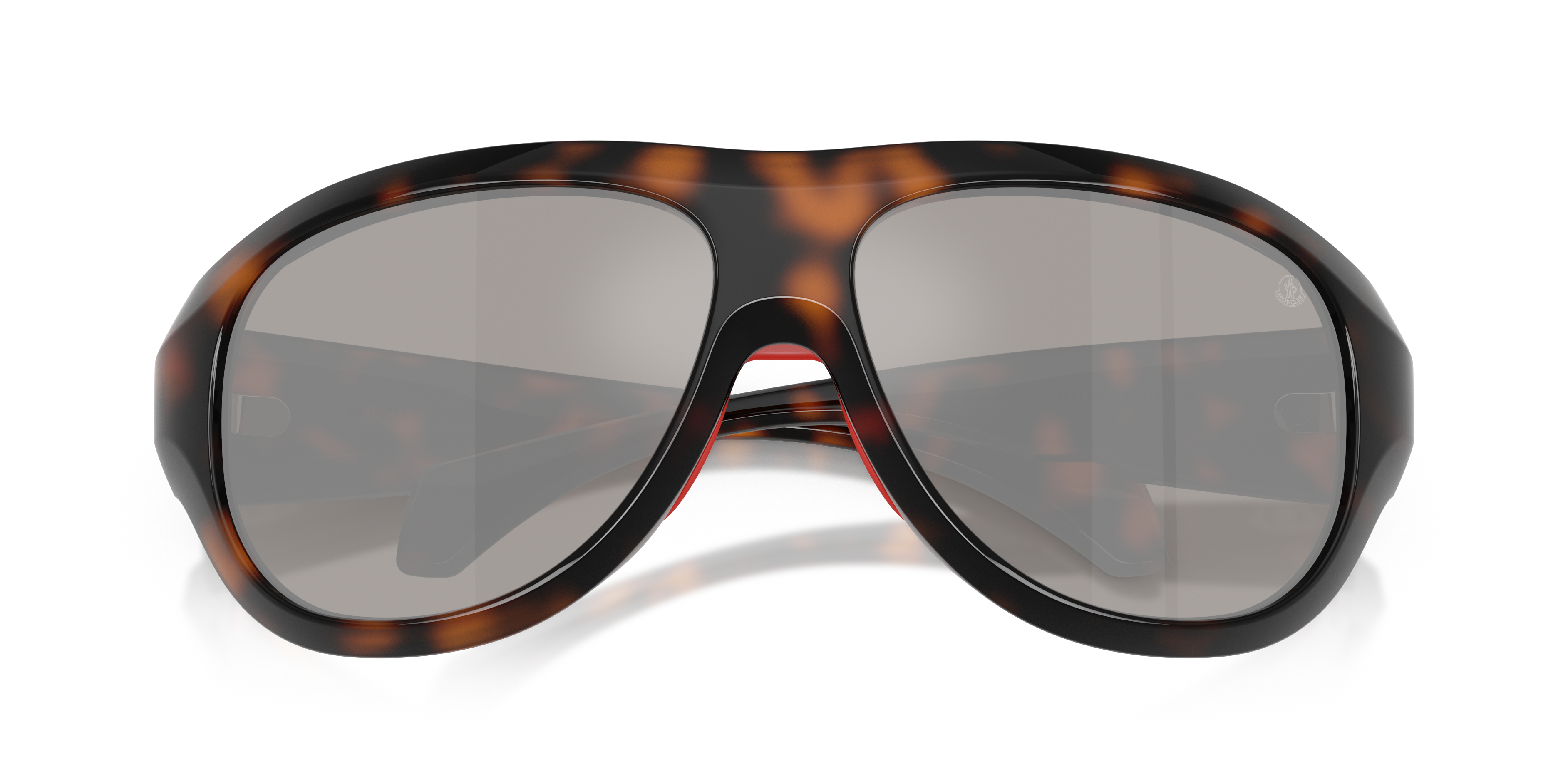 Moncler Unisex Moncler ME8013 BLEACHER 50216G Sunglasses Injected Turtle Silver Round Norma