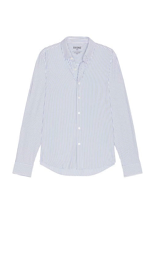 Rhone Slim Commuter Shirt in Dark Blue Wide Stripe.  XL/1X also in L