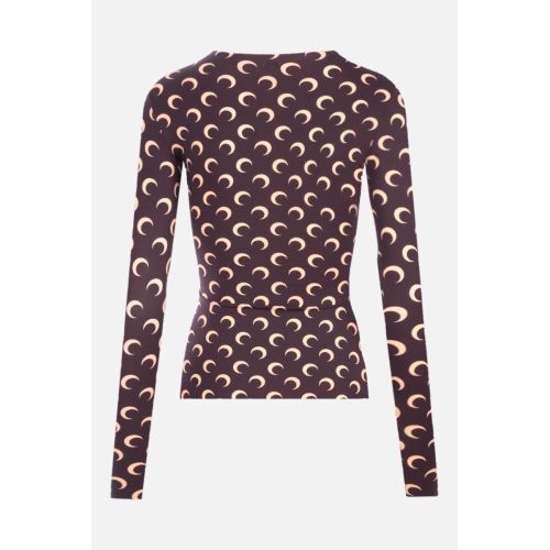 Crescent moon print jersey top - Brown