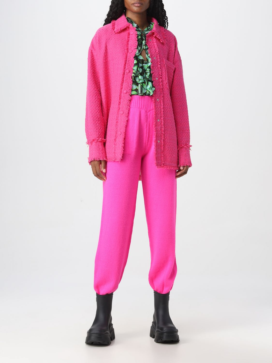 Long-sleeve frayed-edge shirt