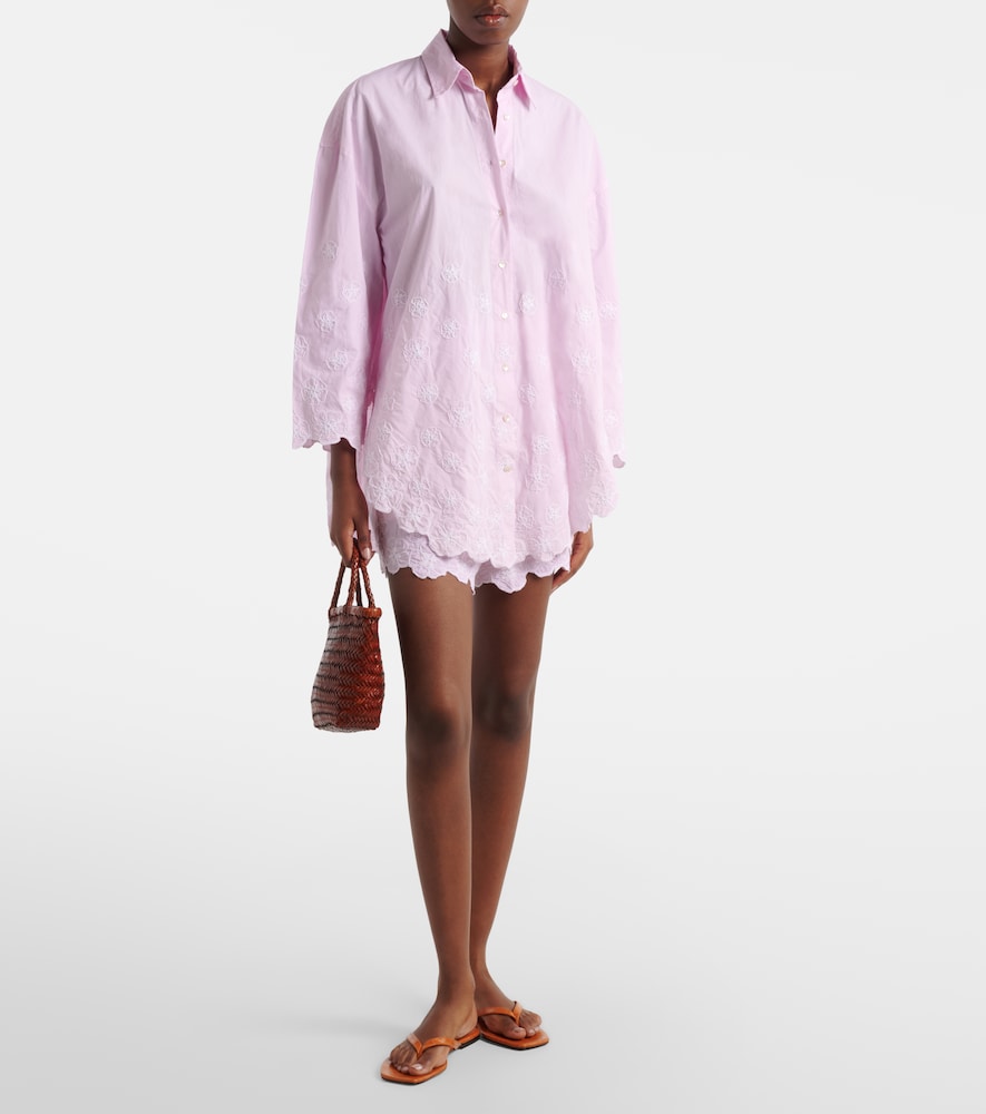 Embroidered cotton poplin shorts