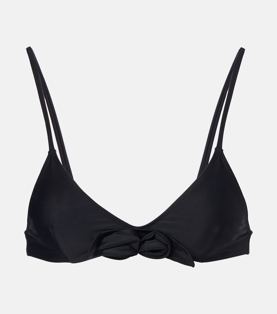 Flower floral-appliqué bikini top