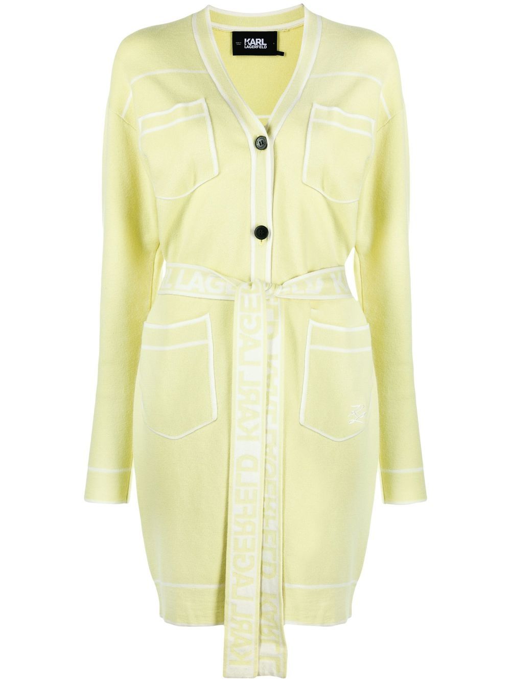 Belted cardigan dress - Green