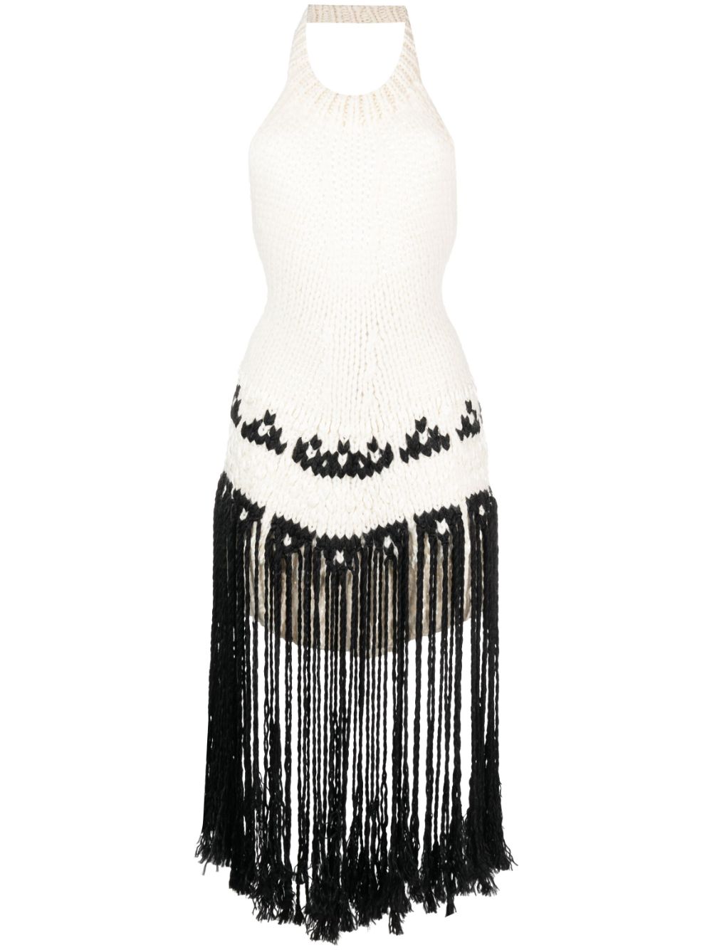 Fringed knit halterneck top - Neutrals