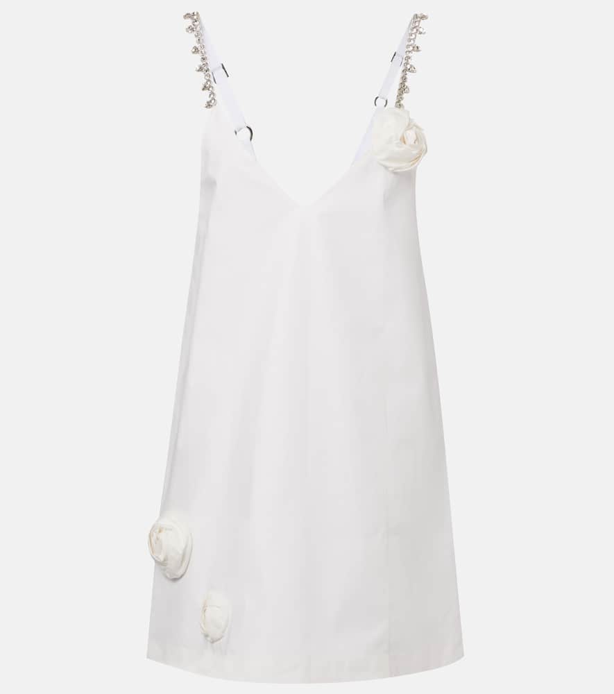 Embellished floral-appliqué minidress