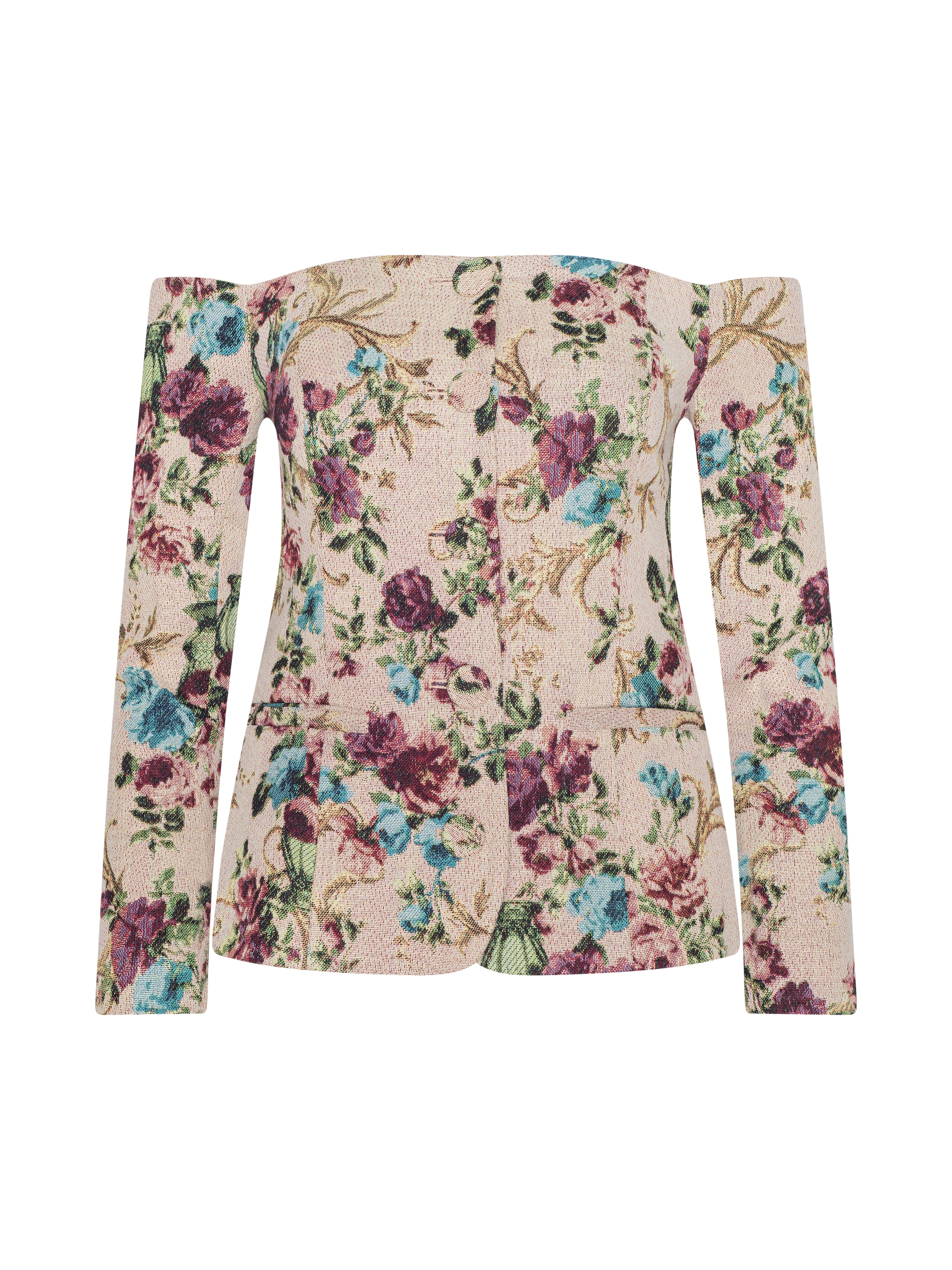 Alice Blazer Top In Multi Floral Tapestry