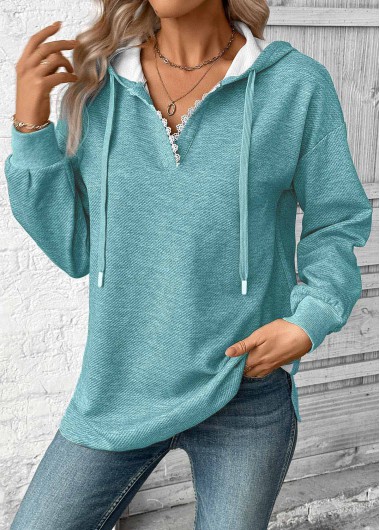 Modlily Grey Embroidery Jacquard Long Sleeve Hoodie