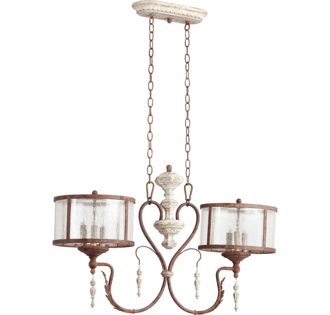 Quorum La Maison 6-Light 12" Ceiling Island Light in Manchester Grey with Rust Accent