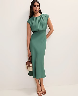 Ann Taylor Gathered Midi Dress