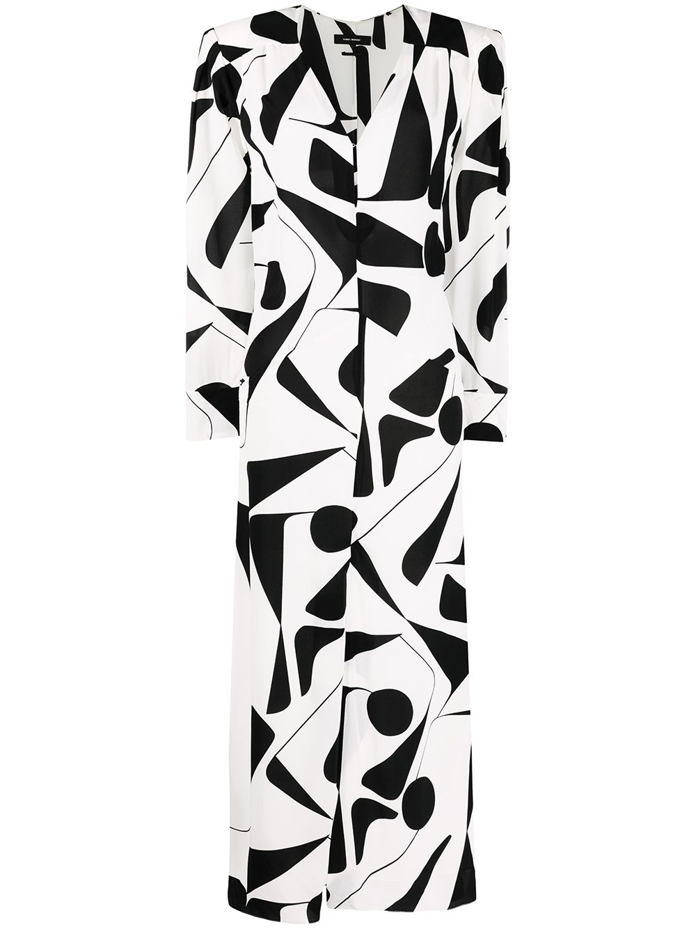 Abstract-print silk dress - White