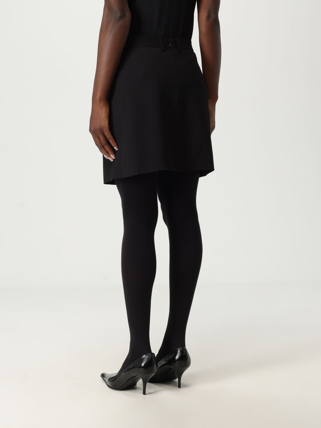 Double-breasted twill skirt - Black
