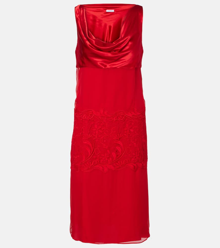 Draped silk midi dress