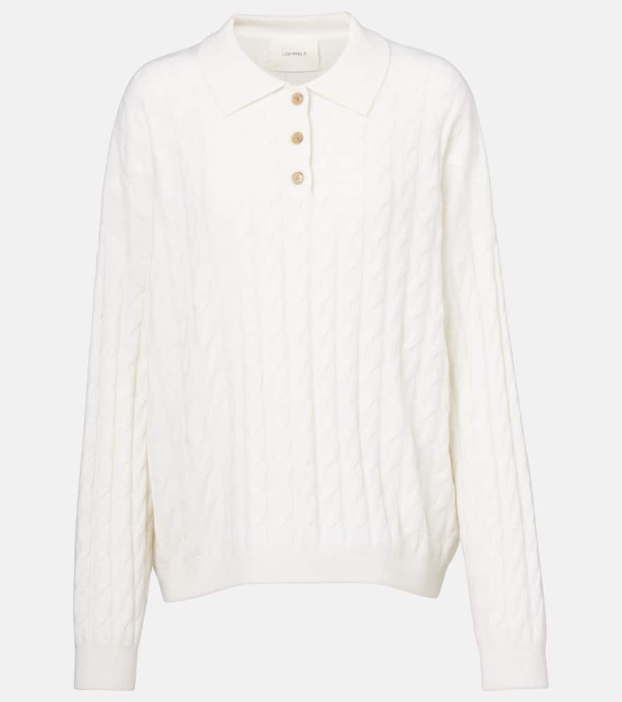 Magnolie cable-knit cashmere polo sweater