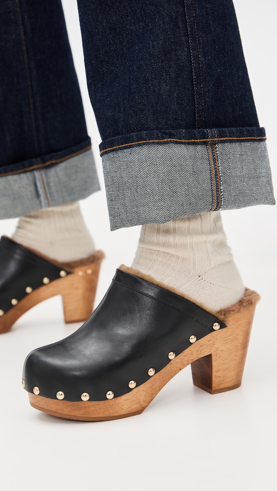 Woodpecker Shearling Clogs Black/Bronze Shearling