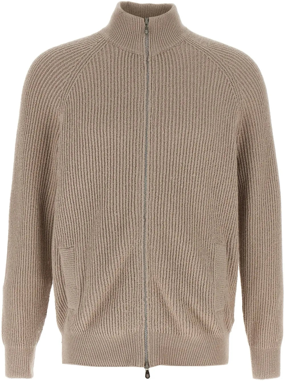 Ribbed Knit Cardigan — Beige
