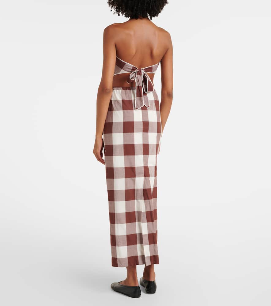 Mira gingham cotton maxi skirt