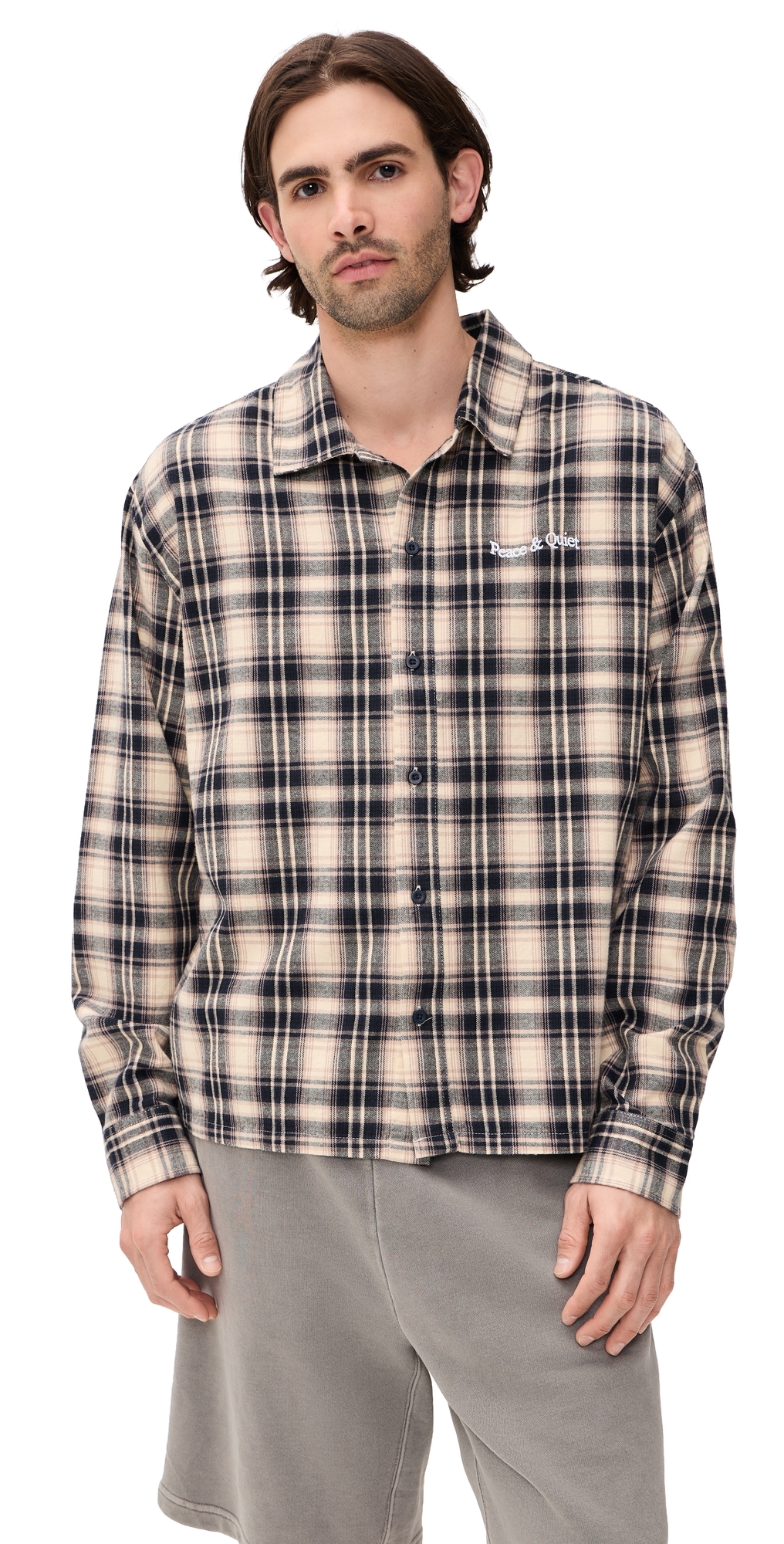 Wordmark Button Up Shirt Navy