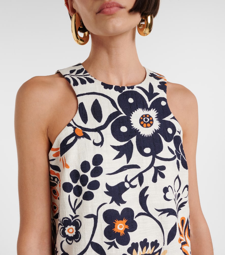 Racer printed cotton poplin minidress
