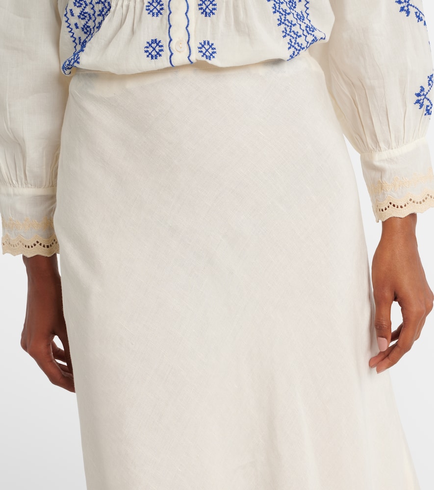 Crystal lace-trimmed cotton maxi skirt