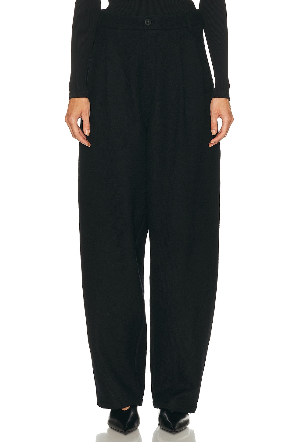 DARKPARK Phebe Wide Leg Japanese Wool Pant in Black - Black. 36 also in