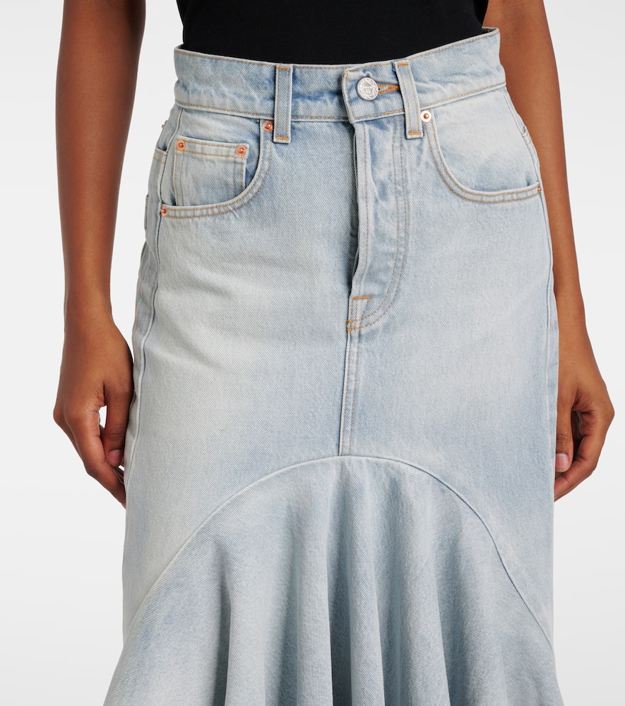 Godet denim midi skirt