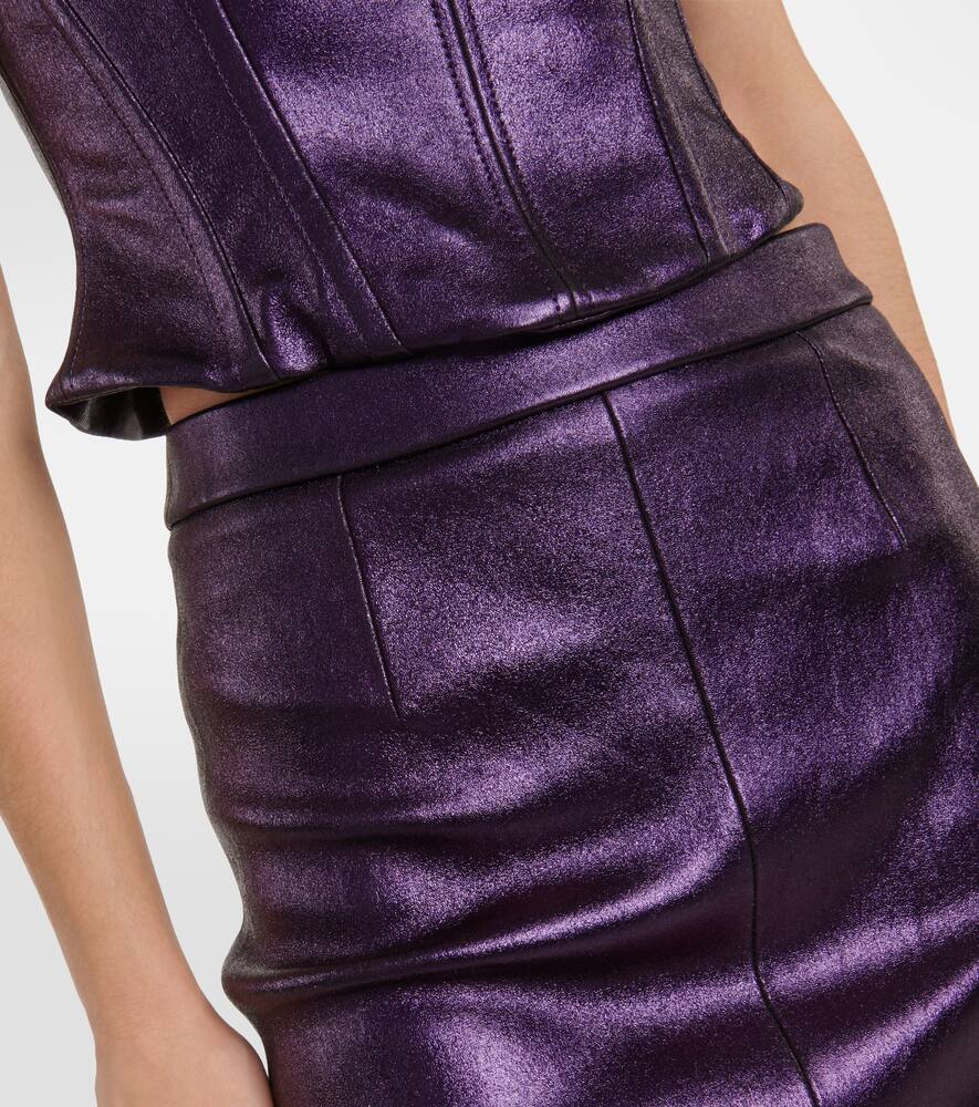 Carmen metallic leather midi skirt