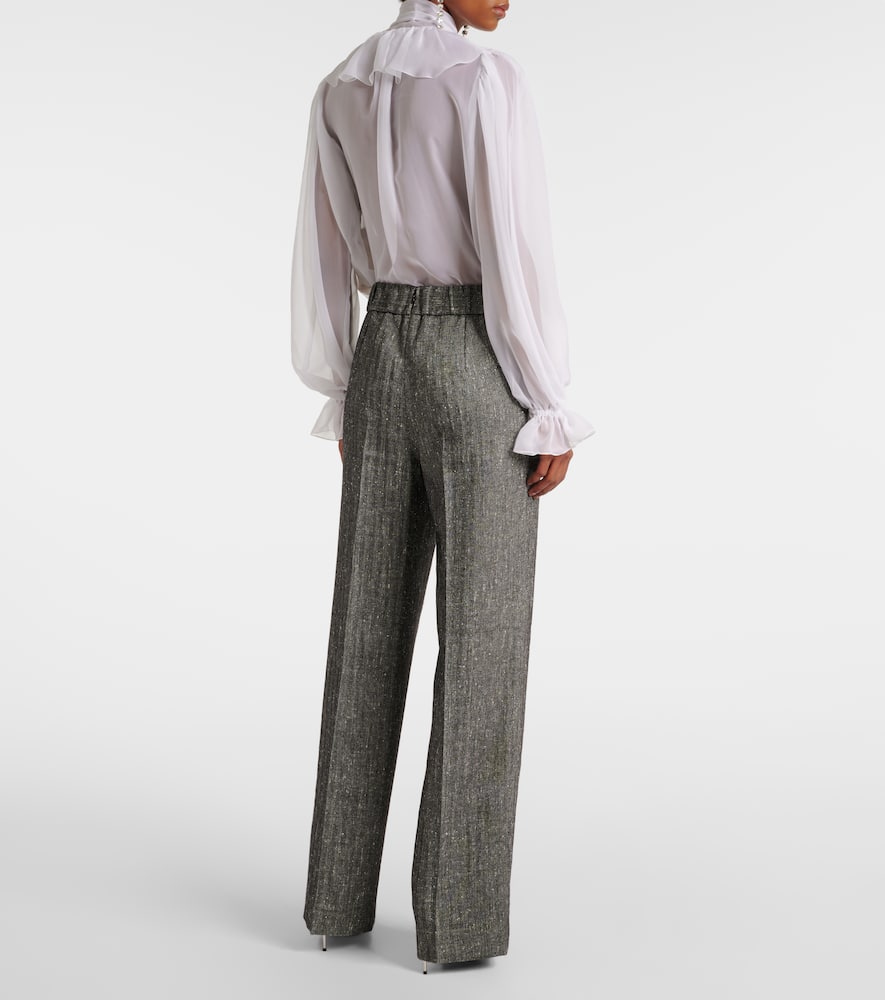 High-rise wool-blend wide-leg pants