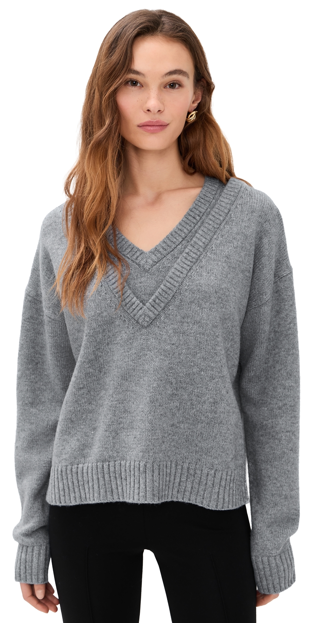 Double V Neck Pullover Sweater Chocolate
