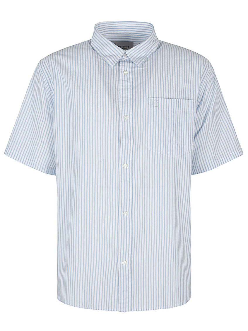 White Point Collar Striped Shirt