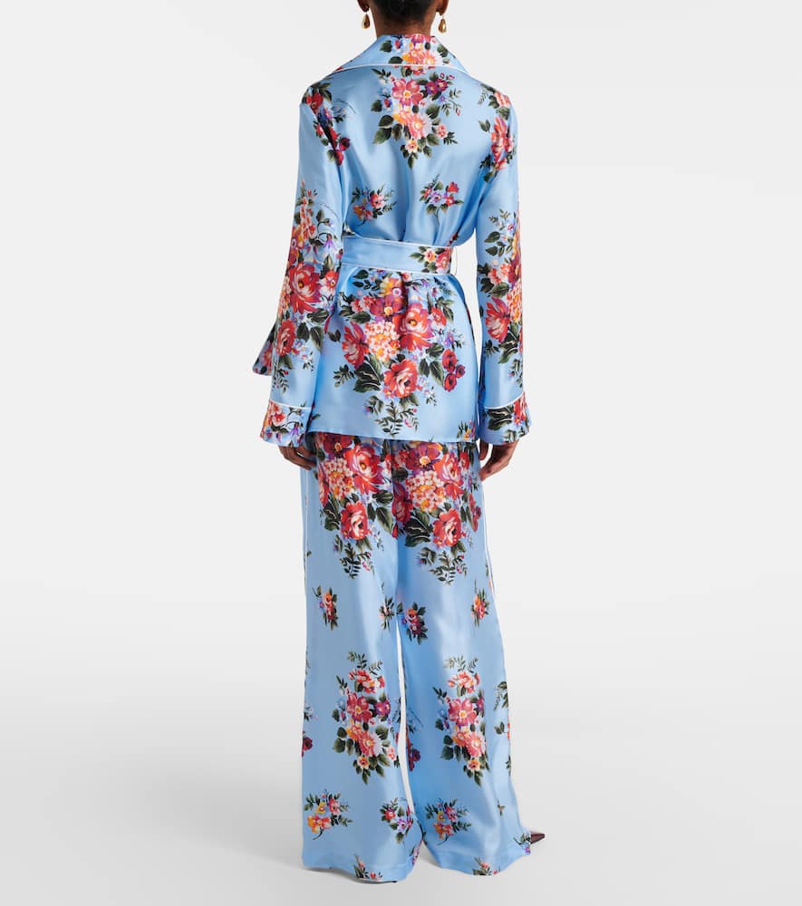 Floral silk wide-leg pants