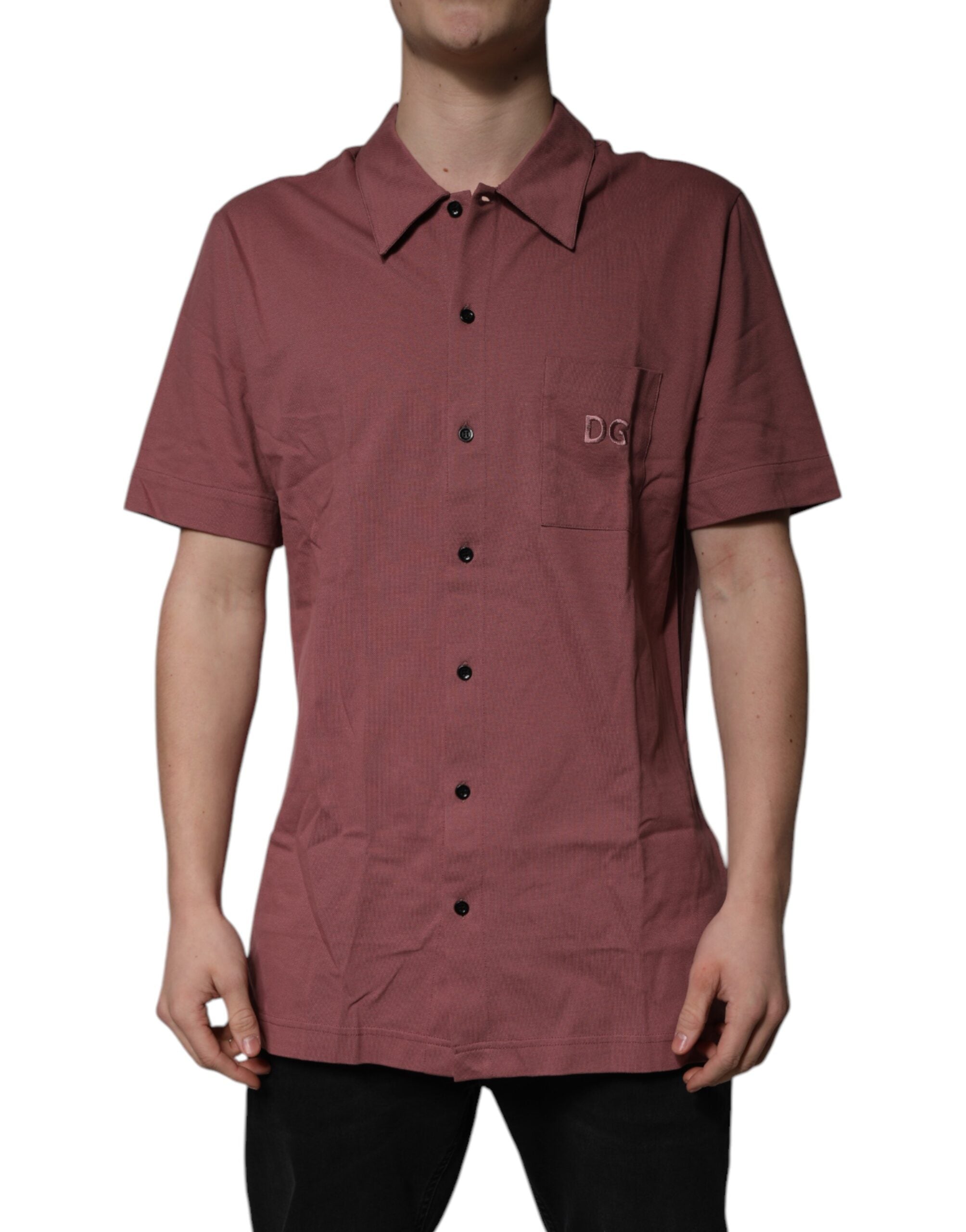 100% Cotton Button-Down Shirt — Pink
