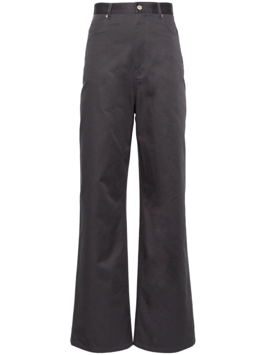 - High-waisted Cotton Trousers