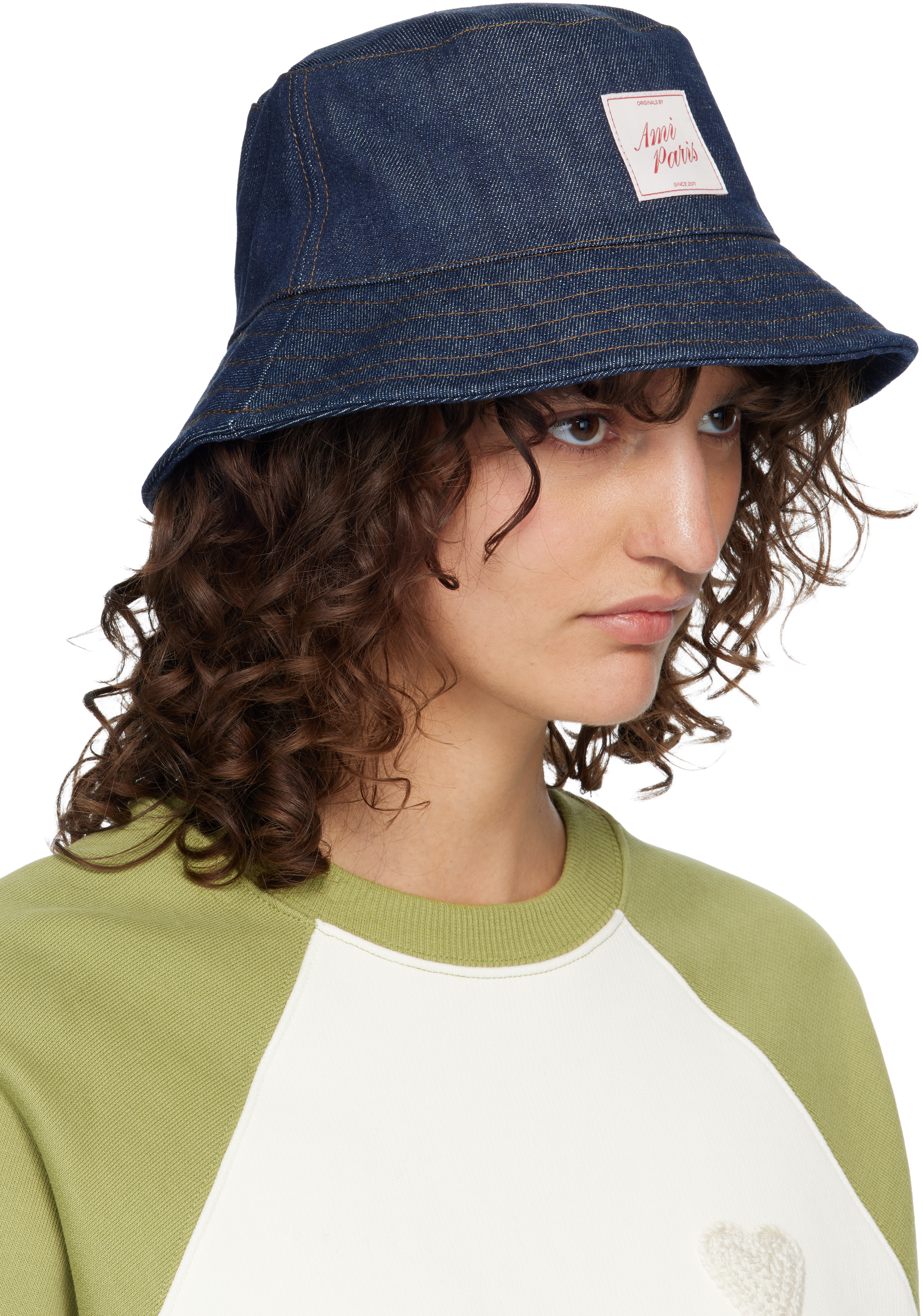 Navy Topstitchings Denim Bucket Hat