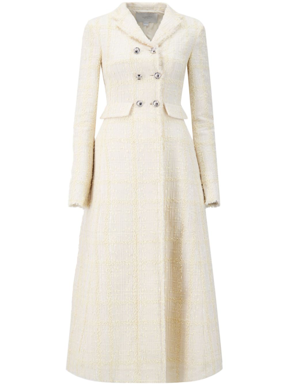Checked silk-tweed coat - Neutrals