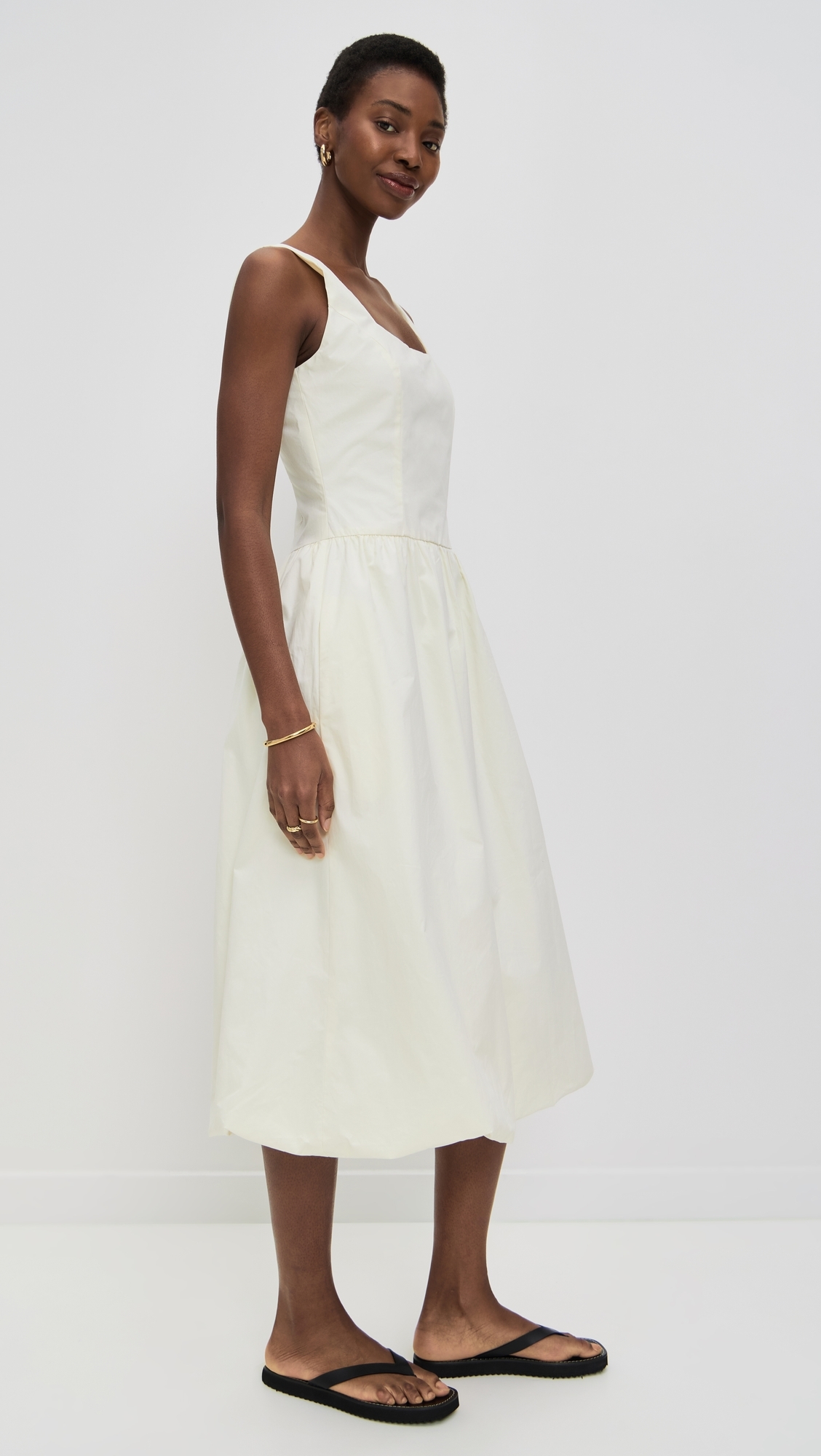 Bubble Hem Dress Cream