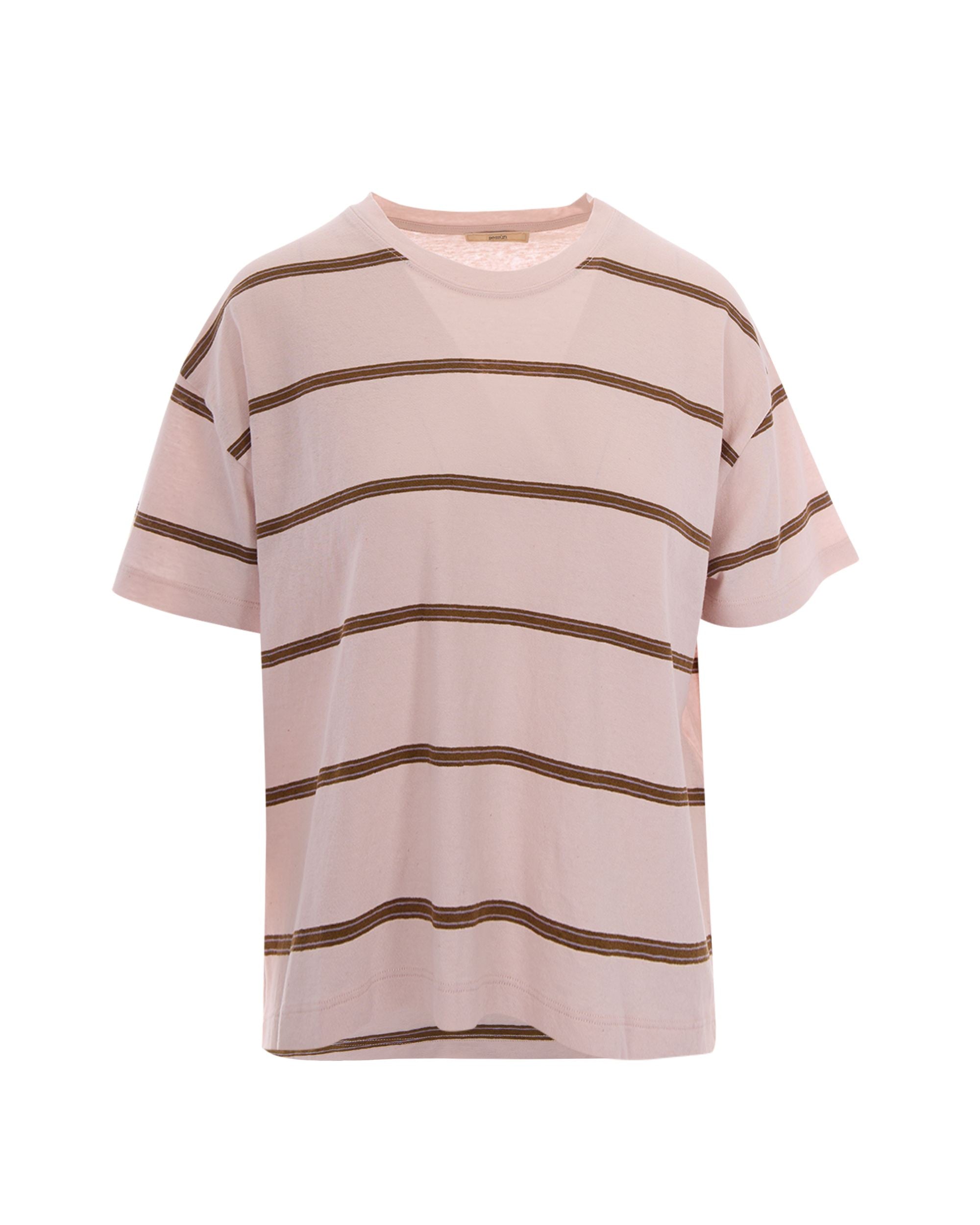 Striped Cotton-Linen T-Shirt — Pink