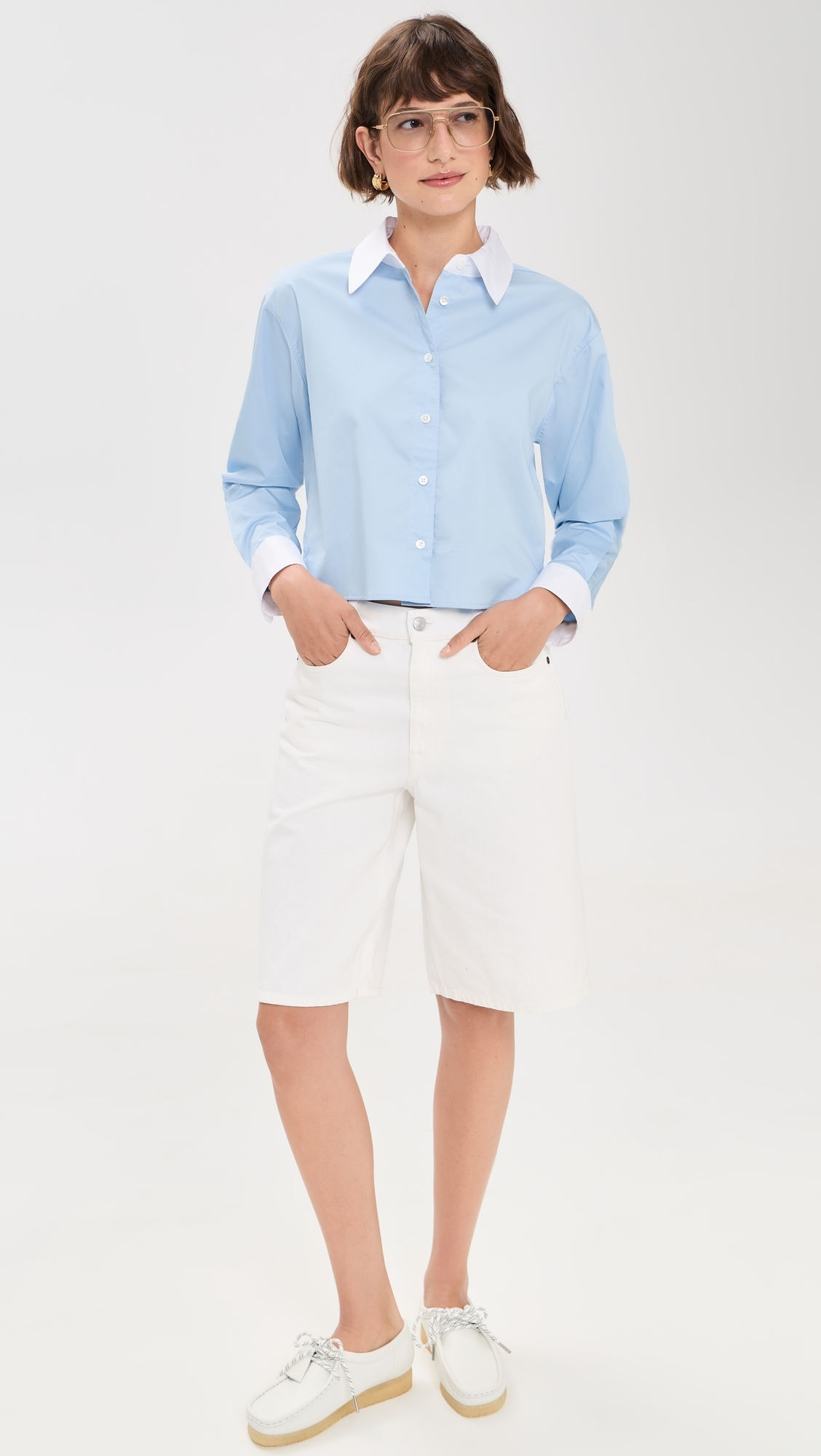 The Cropped Everything Shirt in French Blue French Blue