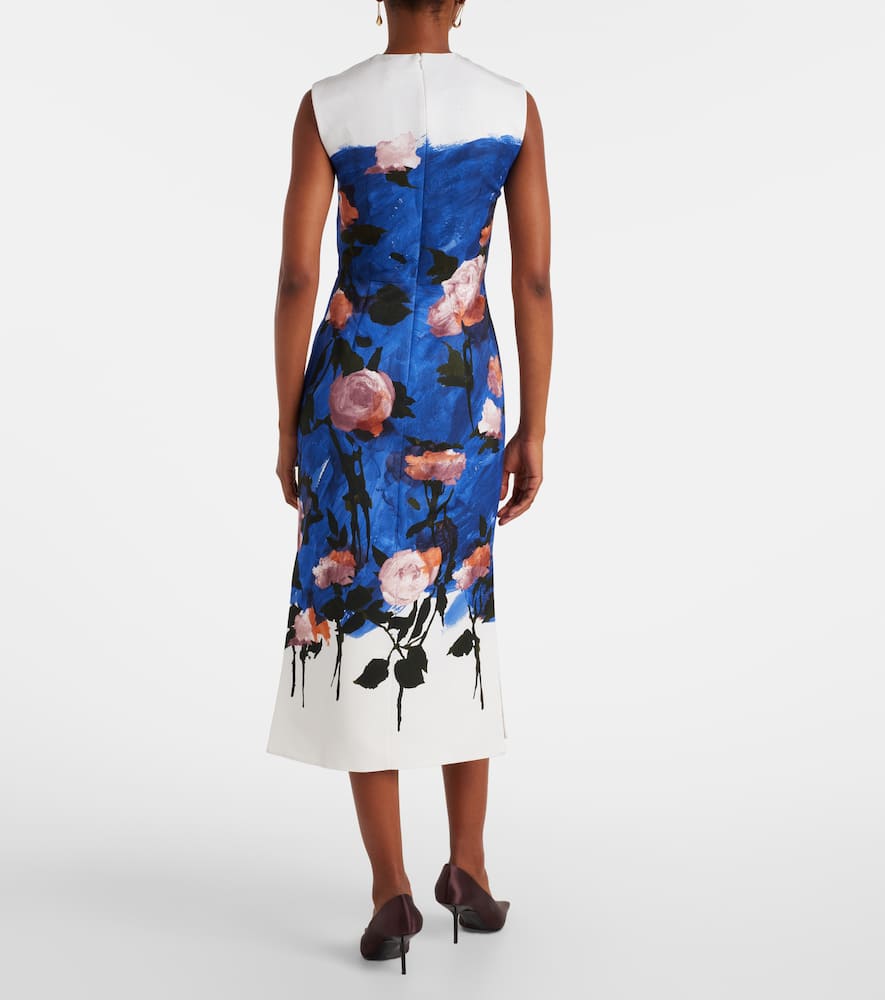 Floral cotton-blend midi dress