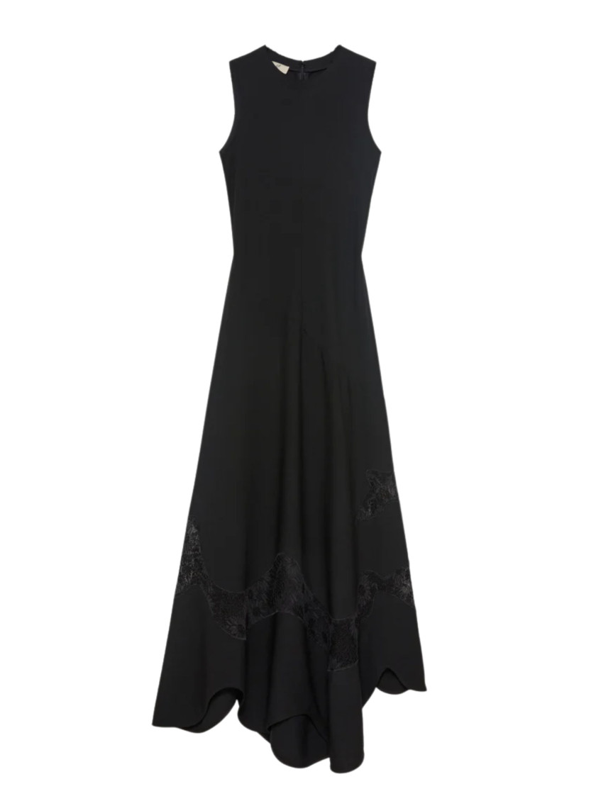 Black Crew Neck Midi Dress