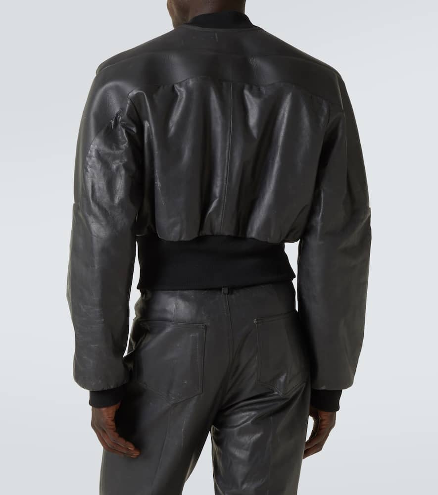 Girdered cropped leather jacket