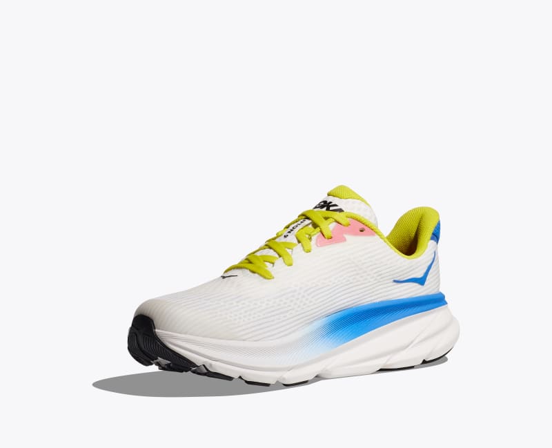 HOKA Clifton 9 Shoes in Blanc De Blanc/Virtual Blue