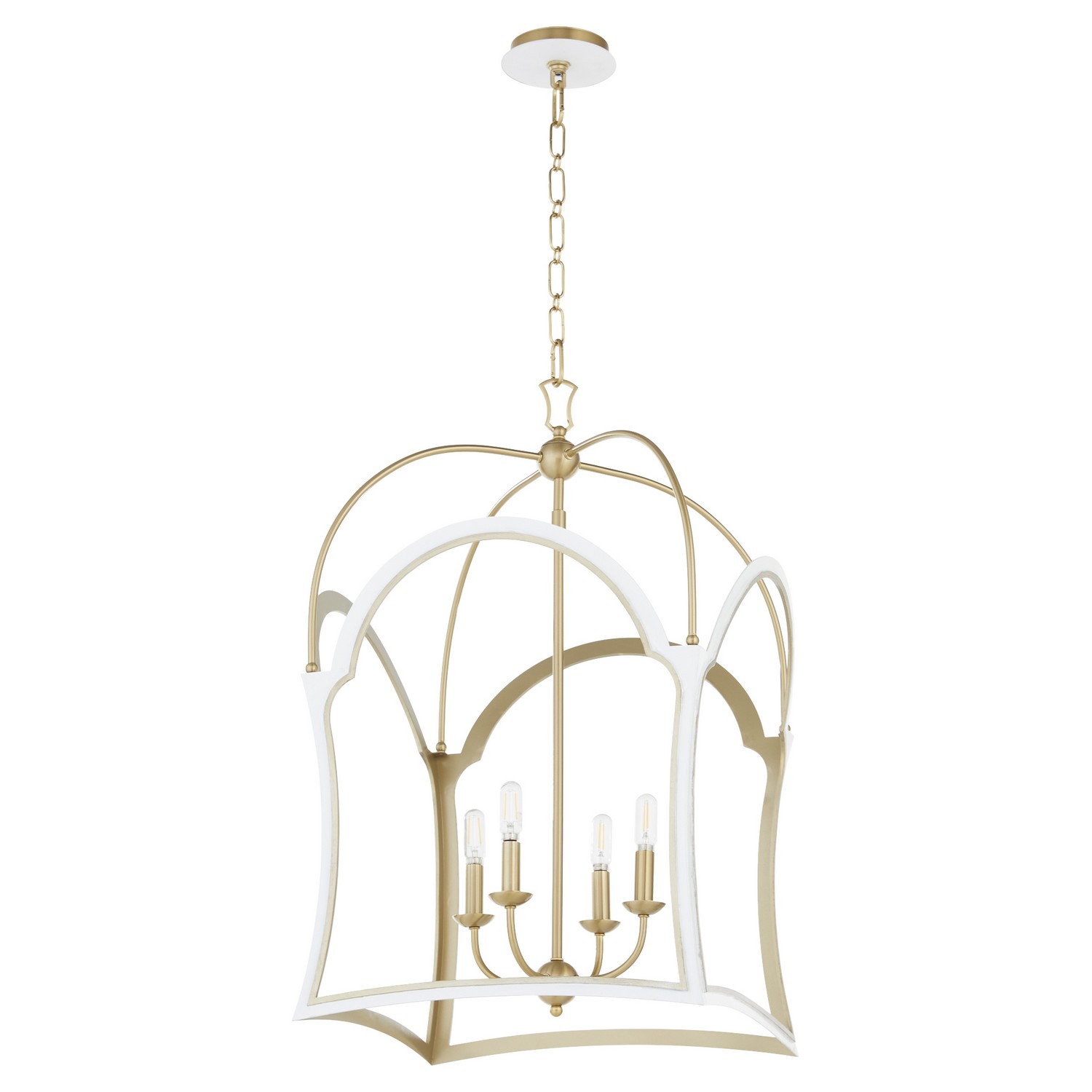 Studio White Aged Brass Lantern from the Tiffany Collection