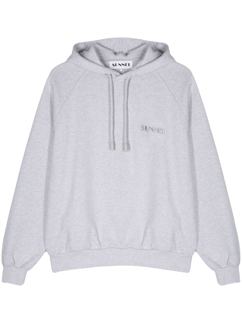 Logo-embroidered cotton hoodie - Blue