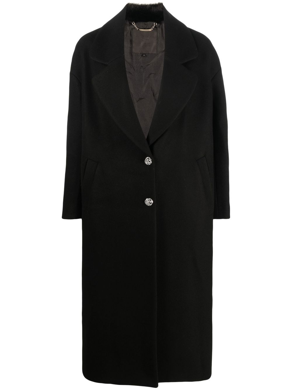 Skull-print faux-fur coat - Black