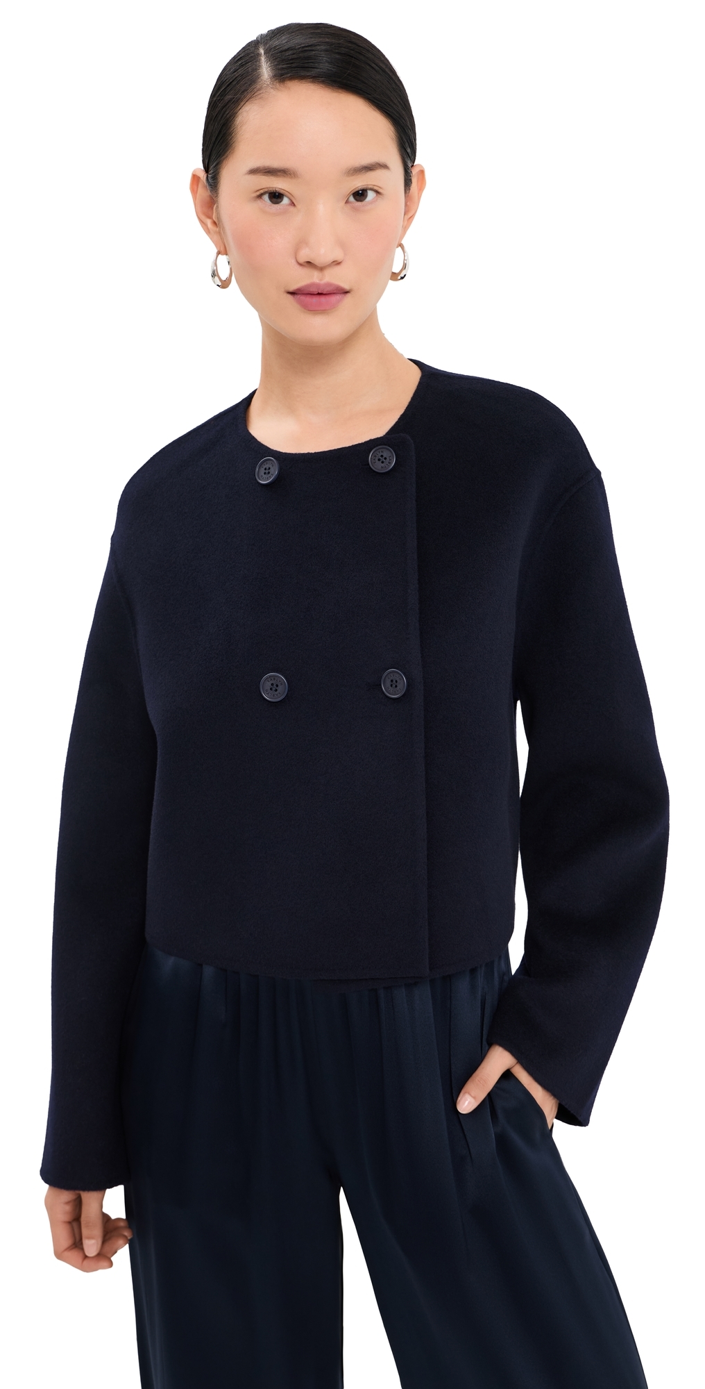 Floren Cropped Double Breasted Jacket Midnight Navy