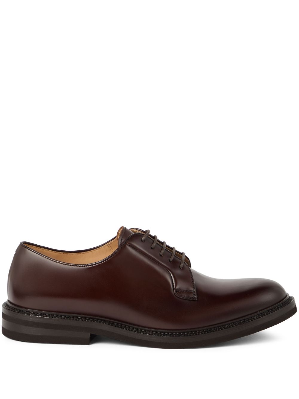 Lace-up leather derby shoes - Brown
