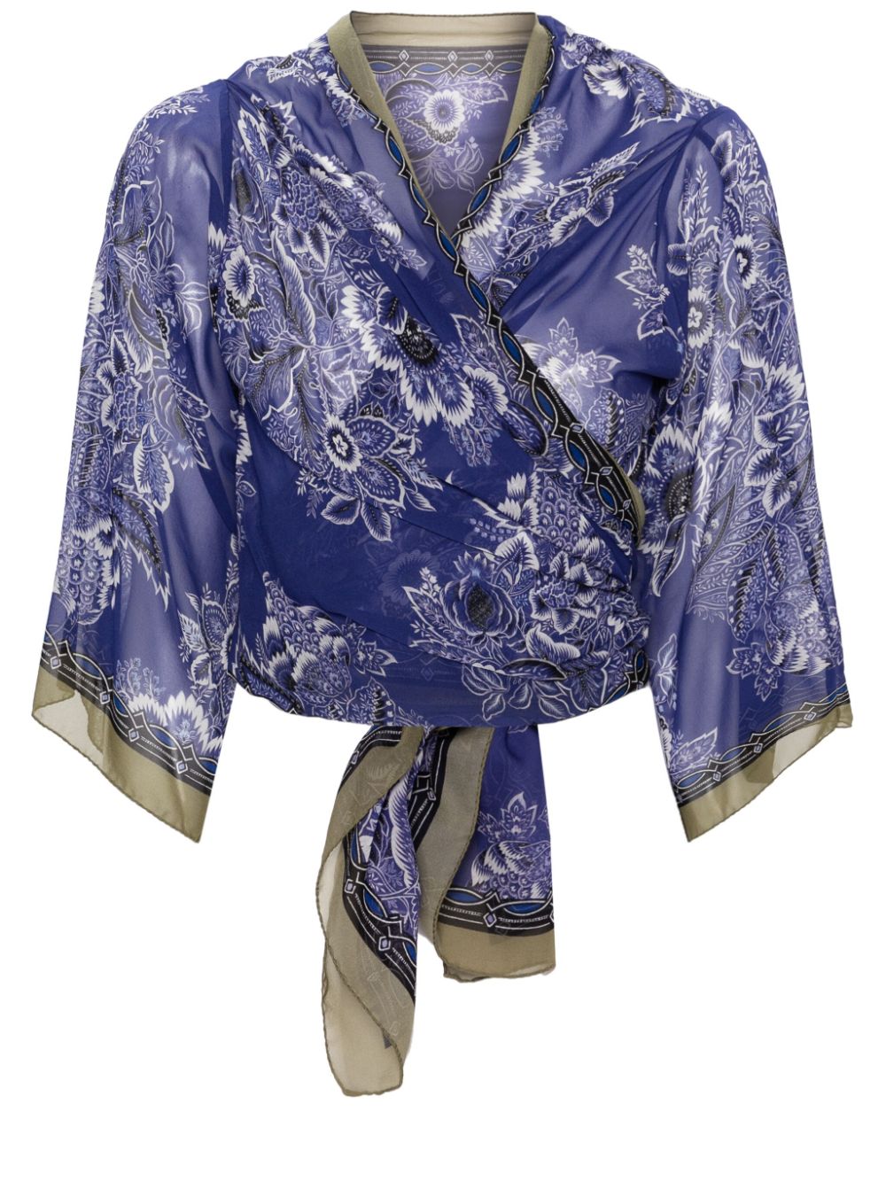 Floral-print tied blouse - Blue