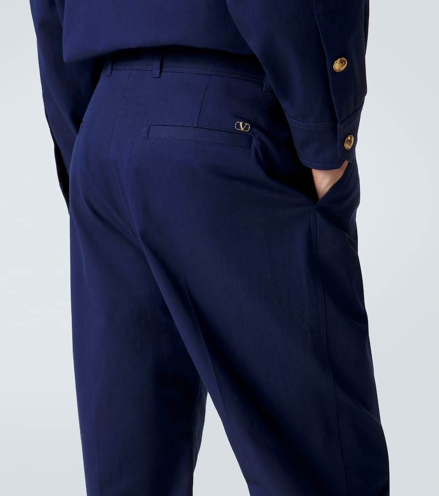 Cotton gabardine wide-leg pants