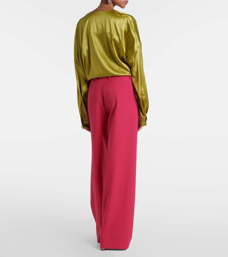 Wool and mohair twill straight pants