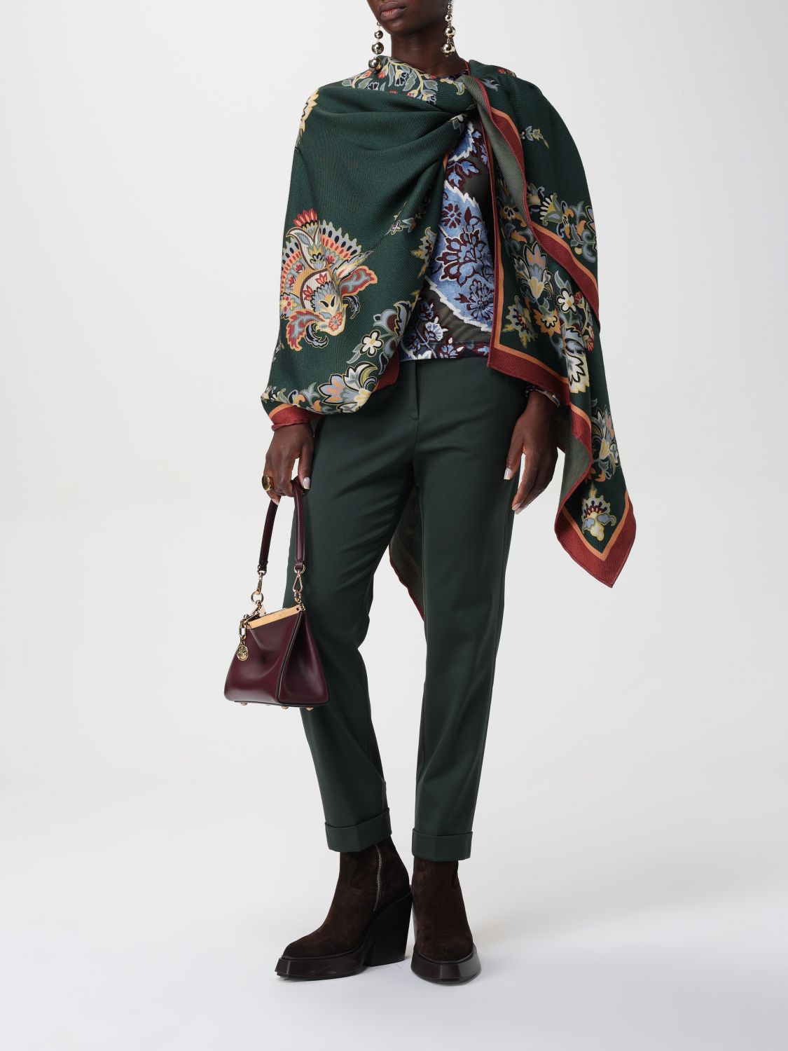 Flat Front Cropped Cuff Pants